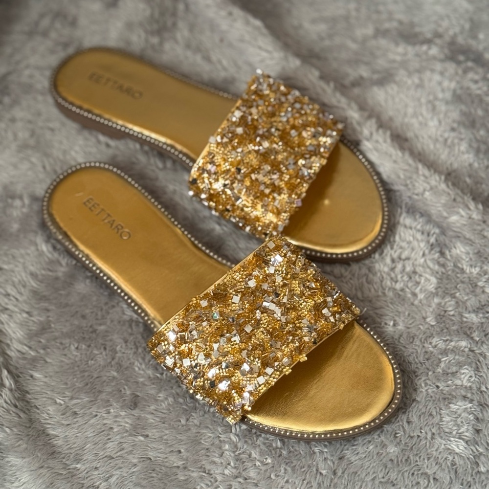 EETTARO Women's Glitter Slide Sandals | Size: 10